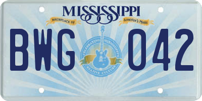 MS license plate BWG042