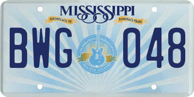 MS license plate BWG048