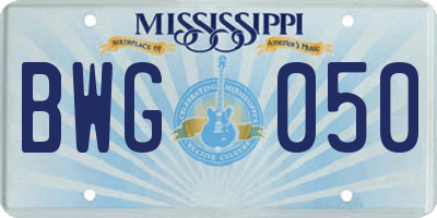 MS license plate BWG050