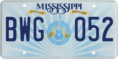MS license plate BWG052