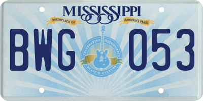MS license plate BWG053