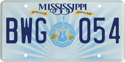 MS license plate BWG054