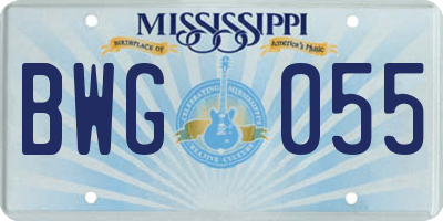 MS license plate BWG055