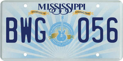 MS license plate BWG056