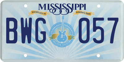 MS license plate BWG057