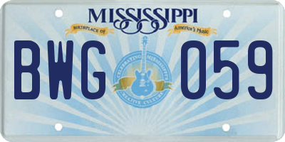 MS license plate BWG059