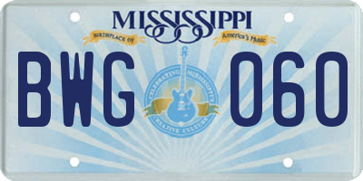 MS license plate BWG060