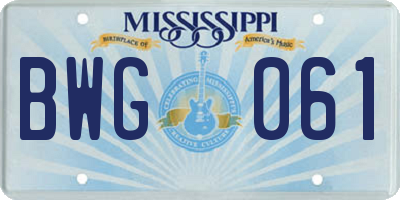 MS license plate BWG061