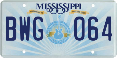 MS license plate BWG064