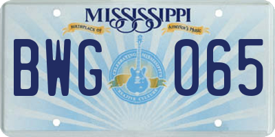 MS license plate BWG065