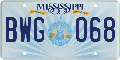 MS license plate BWG068
