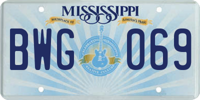 MS license plate BWG069