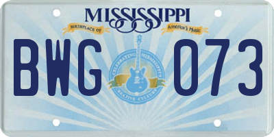 MS license plate BWG073