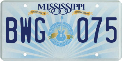 MS license plate BWG075