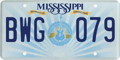 MS license plate BWG079