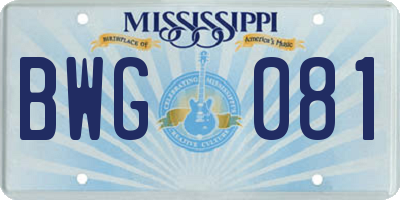MS license plate BWG081