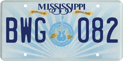 MS license plate BWG082