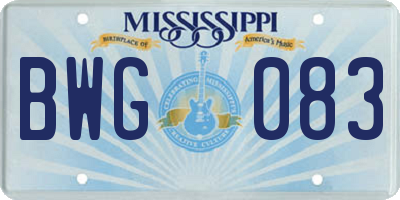 MS license plate BWG083