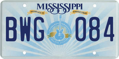 MS license plate BWG084