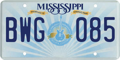 MS license plate BWG085
