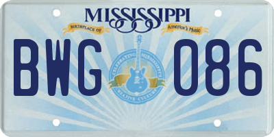 MS license plate BWG086