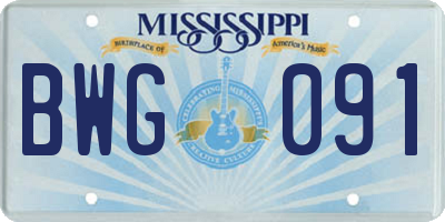 MS license plate BWG091