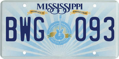 MS license plate BWG093