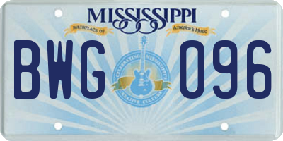 MS license plate BWG096
