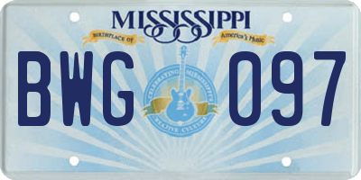 MS license plate BWG097