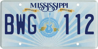 MS license plate BWG112