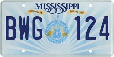 MS license plate BWG124