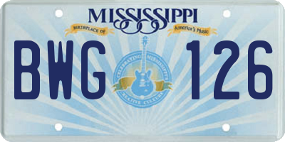MS license plate BWG126