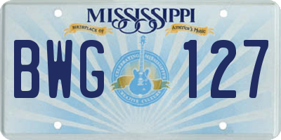 MS license plate BWG127