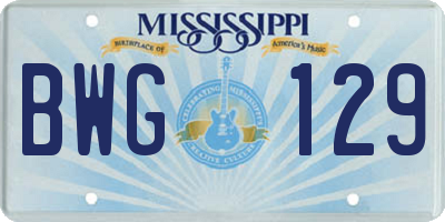 MS license plate BWG129