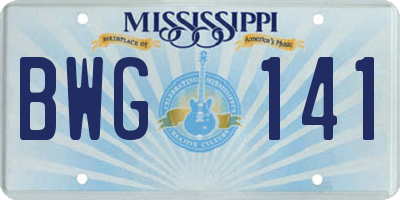 MS license plate BWG141