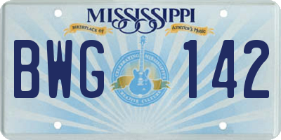 MS license plate BWG142