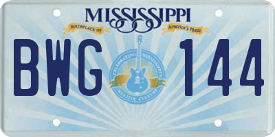 MS license plate BWG144