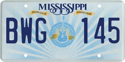 MS license plate BWG145