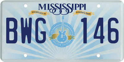 MS license plate BWG146