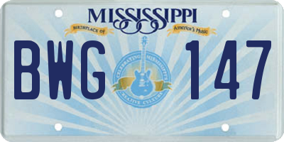MS license plate BWG147