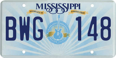 MS license plate BWG148