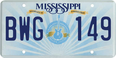 MS license plate BWG149