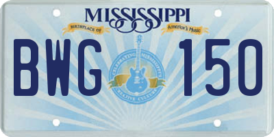 MS license plate BWG150