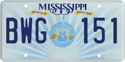MS license plate BWG151