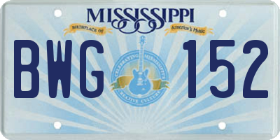 MS license plate BWG152
