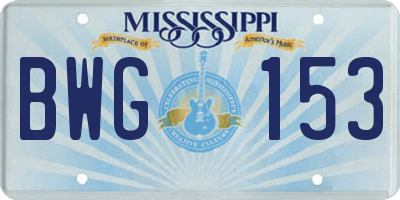 MS license plate BWG153