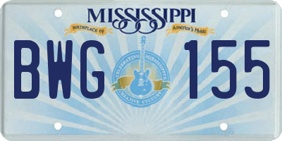 MS license plate BWG155