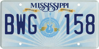 MS license plate BWG158