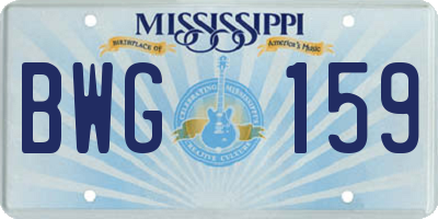 MS license plate BWG159