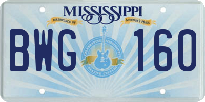 MS license plate BWG160